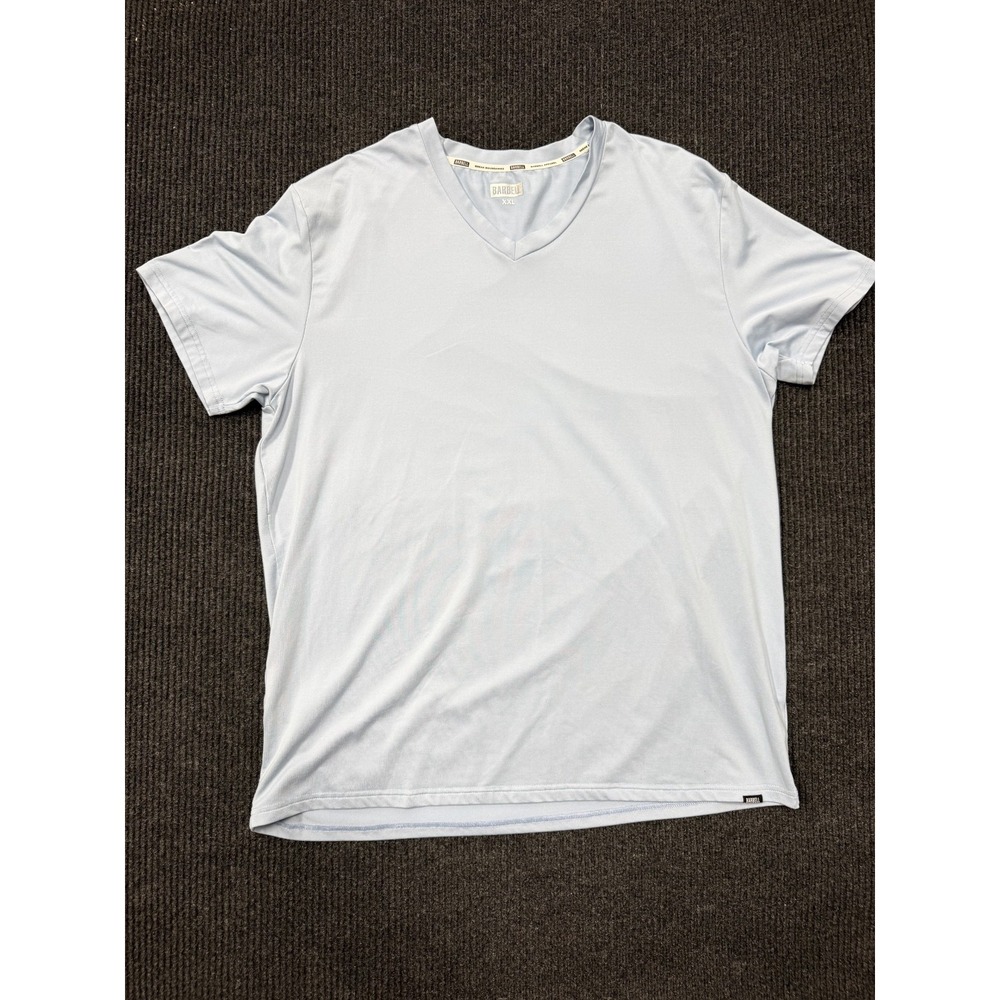 Barbell Apparel Men's XXL Light Blue V Neck Performance Athletic Stretch Shirt